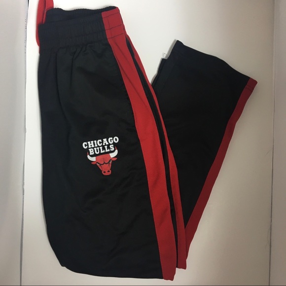 NBA Chicago Bulls Warm Up Track Pants Black/Red Elastic & Draw String   S - Picture 6 of 6